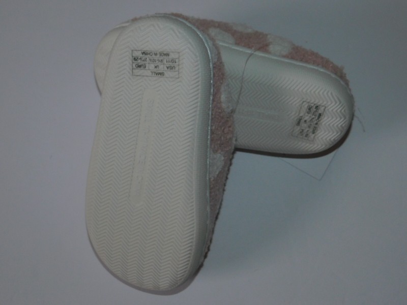 Girls Slippers Small 10 11Pink White Hearts Toddlers Indoor/Outdoor Soles