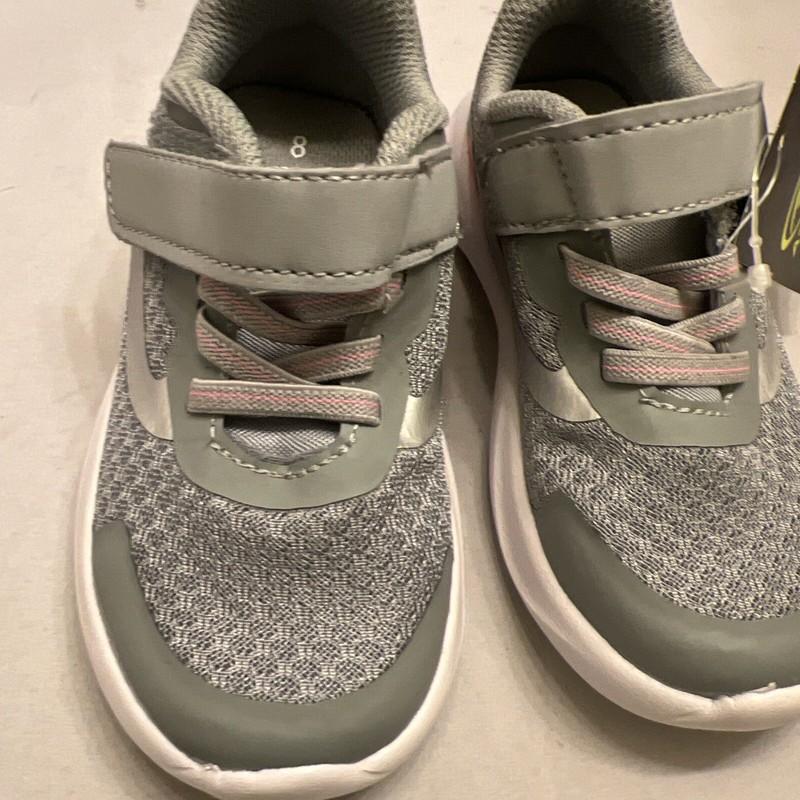 Girls Sneakers Shoe Size 8 Grey Athletic Work