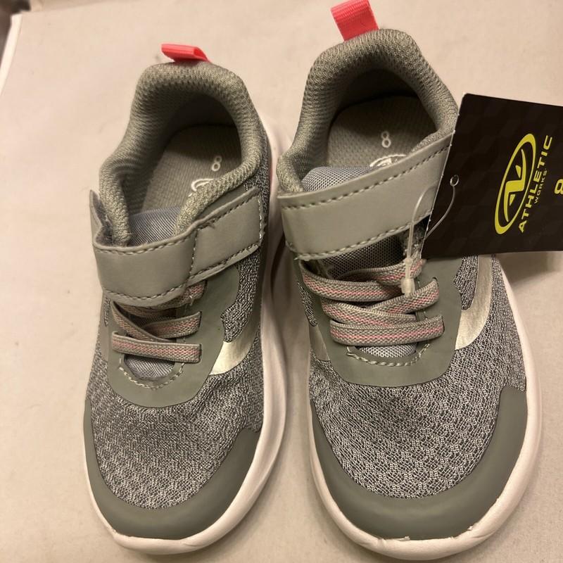 Girls Sneakers Shoe Size 8 Grey Athletic Work
