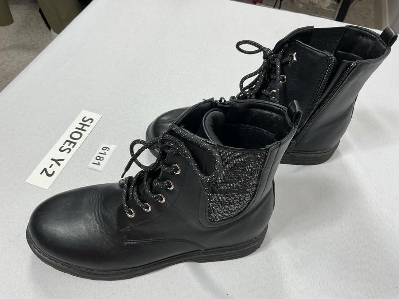 Girls So Roxana Ankle Combat Boots 5 M Black Laceup Zip Up