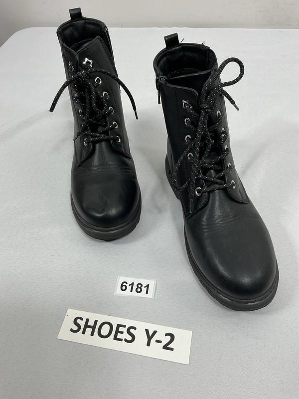 Girls So Roxana Ankle Combat Boots 5 M Black Laceup Zip Up
