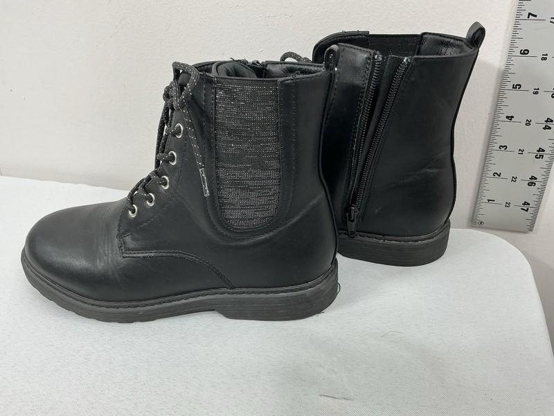 Girls So Roxana Ankle Combat Boots 5 M Black Laceup Zip Up