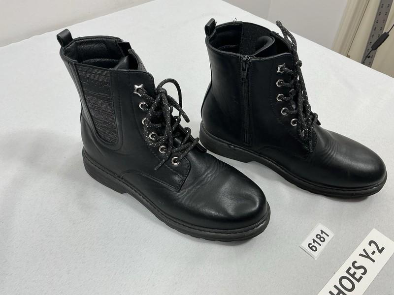 Girls So Roxana Ankle Combat Boots 5 M Black Laceup Zip Up