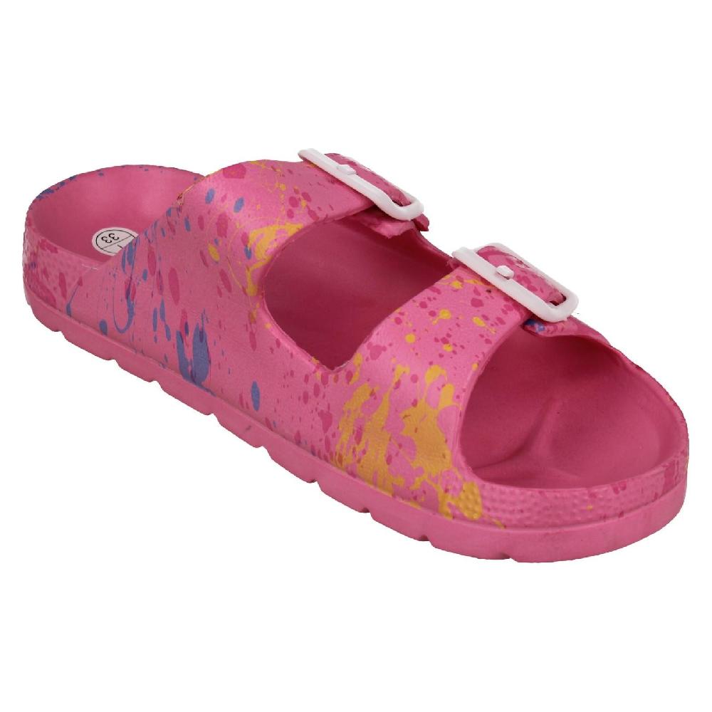 Girls Spot On Flat 2 Buckle Sandals Clogs/Slip - H0R377
