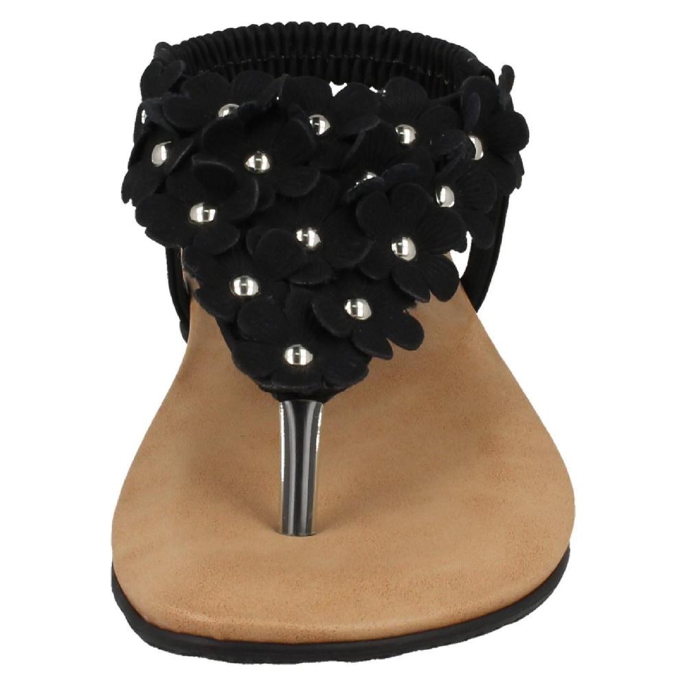 Girls Spot On Flat Flower And Studded Edge Sandals Toepost - H0R248