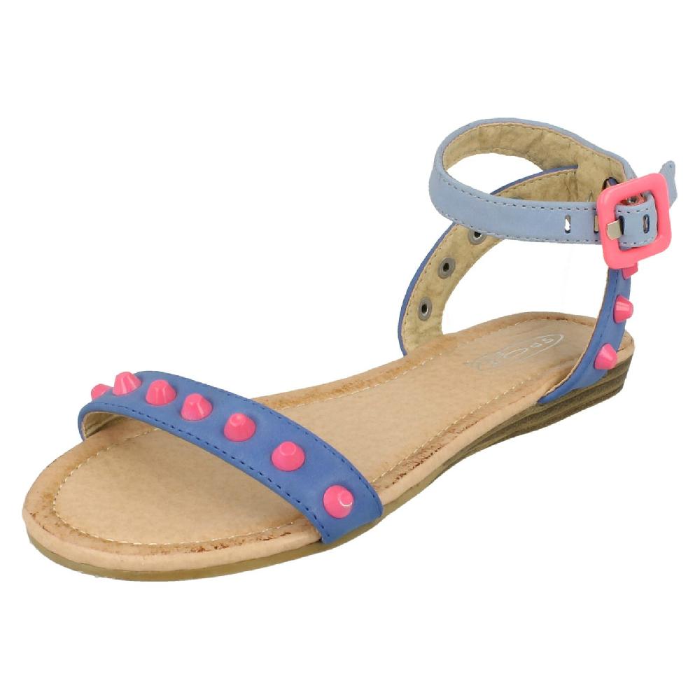 Girls Spot On Flat Sandal 'Ankle Strap'