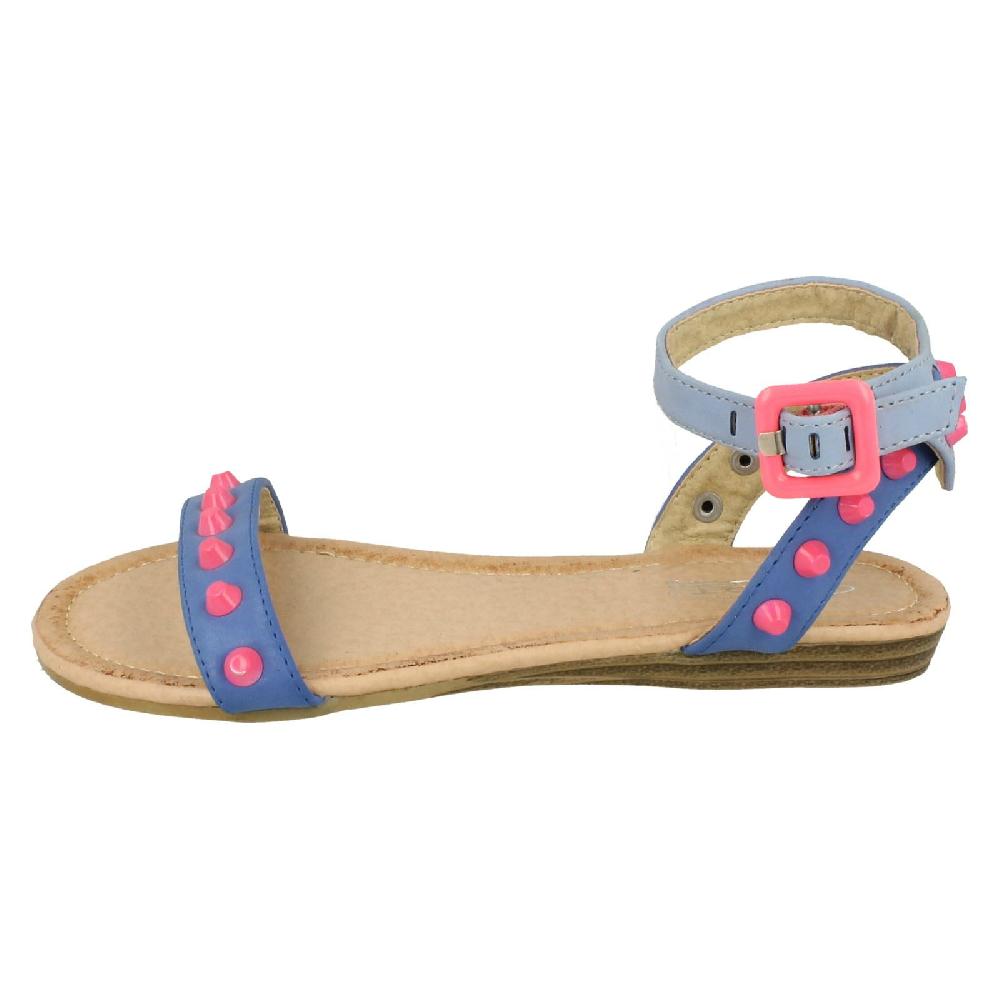 Girls Spot On Flat Sandal 'Ankle Strap'