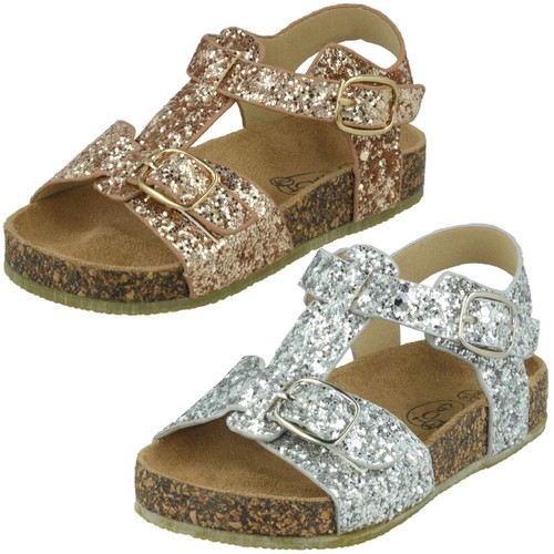 Girls Spot On Glitter Ankle Strap Sandals