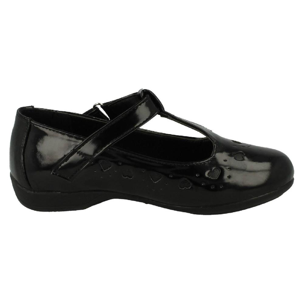 Girls Spot On Heart Detail T-Bar School Shoes