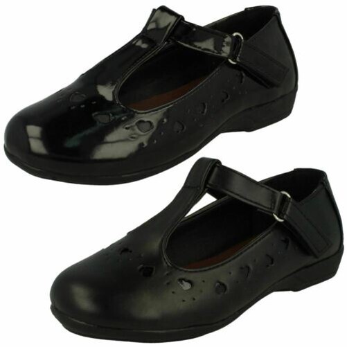 Girls Spot On Heart Detail T-Bar School Shoes