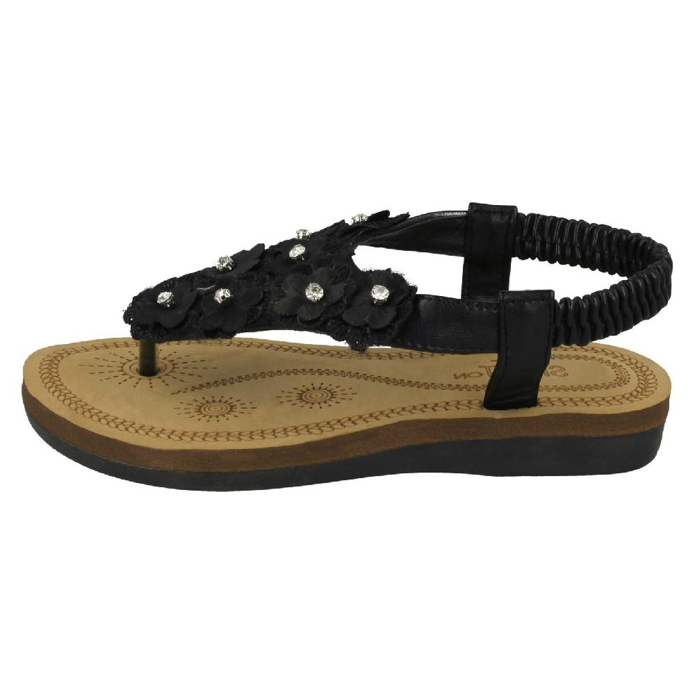 Girls Spot On Pretty Toepost Flower Trim Sandals