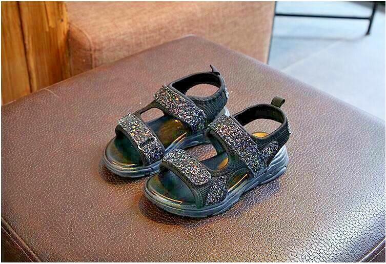 Girls Summer Sandals With Sequins Beach Shoes Fashion Mesh Sport Sandals Sz 10