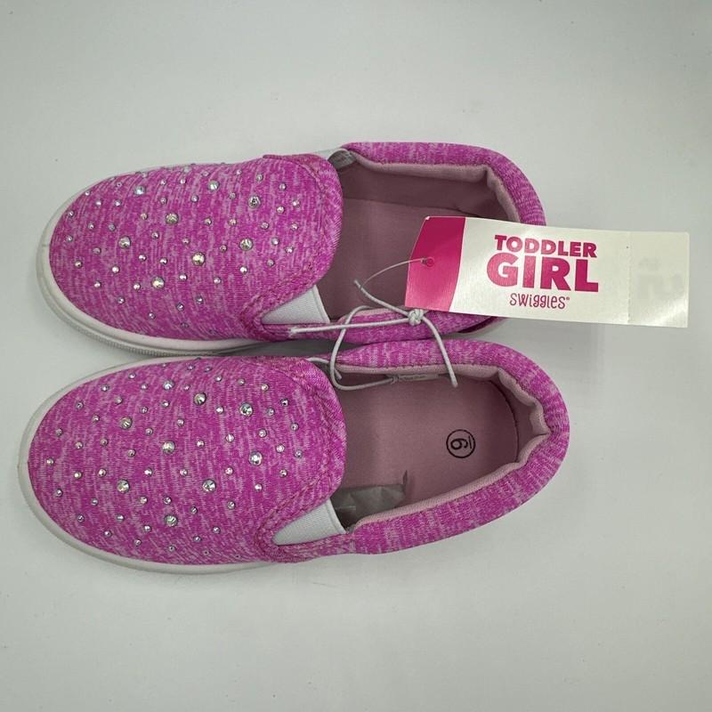 Girls Toddler Swiggles Slip-On Sneakers Tennis Shoes Size 9 Pink Rhinestone