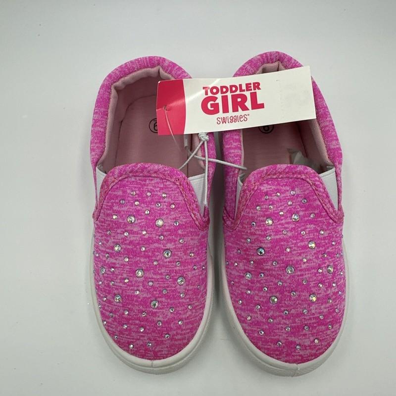 Girls Toddler Swiggles Slip-On Sneakers Tennis Shoes Size 9 Pink Rhinestone