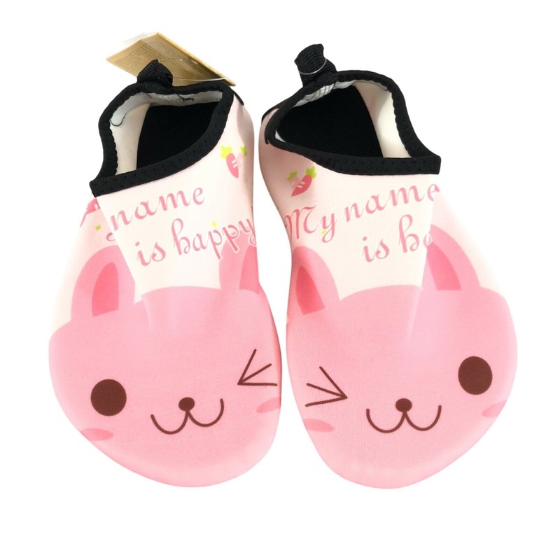 Girls Water Shoes Fabric Lightweight Bunny My Name Is Happy Pink 32/33 US 1/1.5