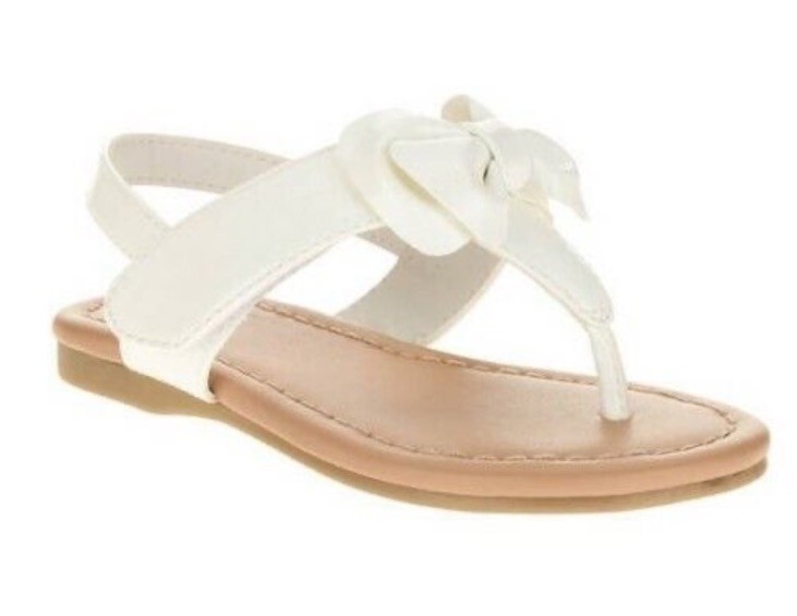 Girls White Flip Flop Sandal Sz 5 Patent Leather Bow Healthtex Infant Toddler