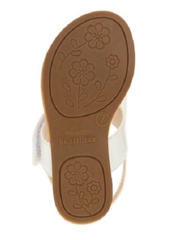 Girls White Flip Flop Sandal Sz 5 Patent Leather Bow Healthtex Infant Toddler