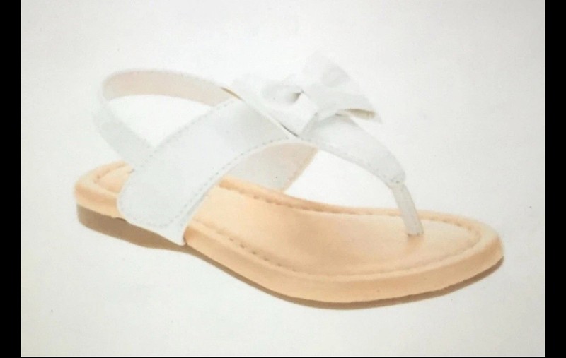 Girls White Flip Flop Sandal Sz 5 Patent Leather Bow Healthtex Infant Toddler