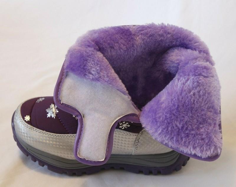 Girls Winter Snow Boots Waterproof Warm Mid Calf Anti Slippery Purple Color