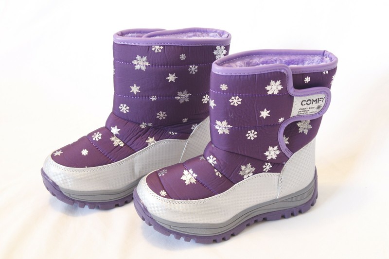 Girls Winter Snow Boots Waterproof Warm Mid Calf Anti Slippery Purple Color