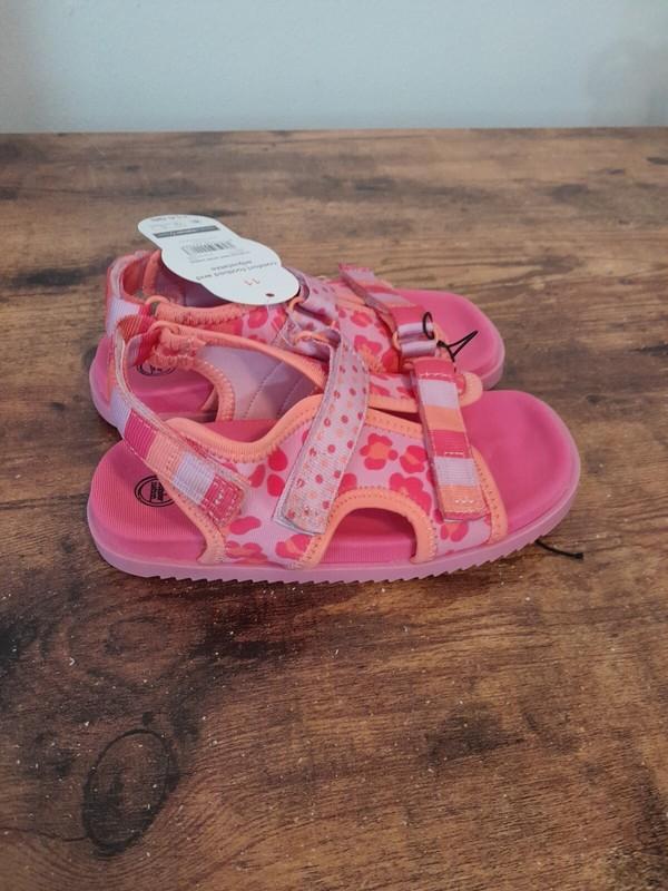 Girls Wonder Nation Size 11 Mix Print Sport Sandal Shoes Pink NWT