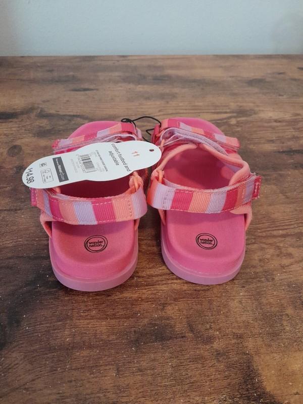 Girls Wonder Nation Size 11 Mix Print Sport Sandal Shoes Pink NWT