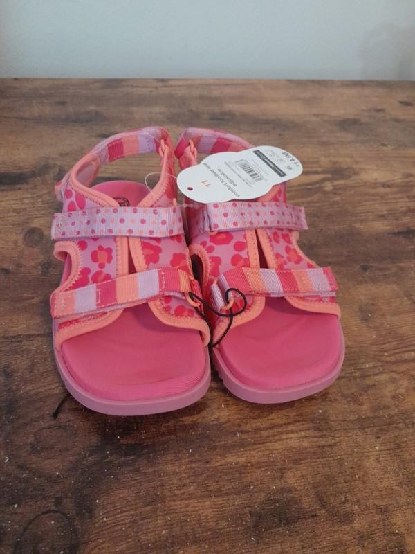 Girls Wonder Nation Size 11 Mix Print Sport Sandal Shoes Pink NWT