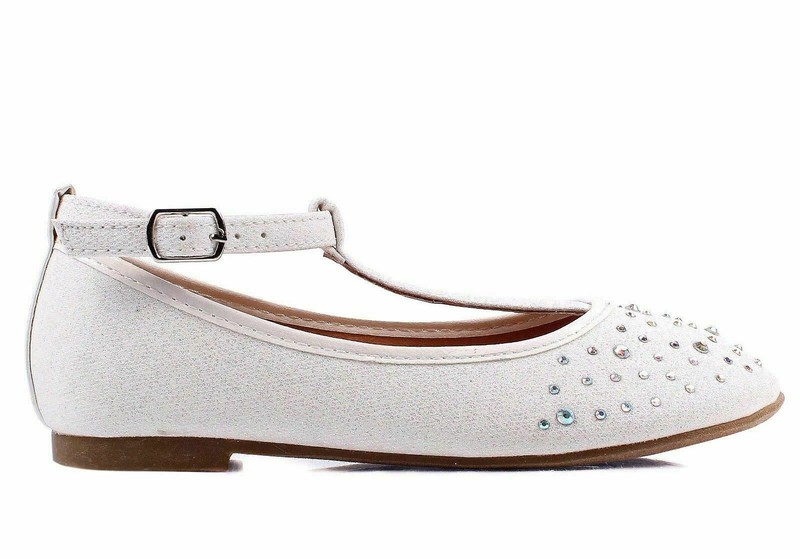 Glitter Toddler Buckle Princess Kids Flats Girls Dress Shoes White Size 10