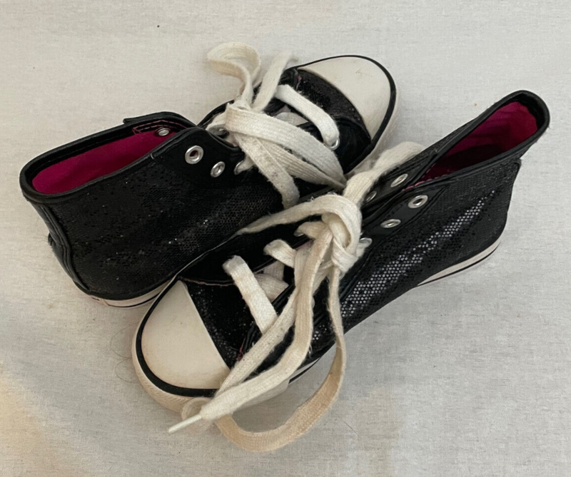 Gotta Flurt Girls High Tops Athletic Shoes Soft Sided Black Glitter Size 12
