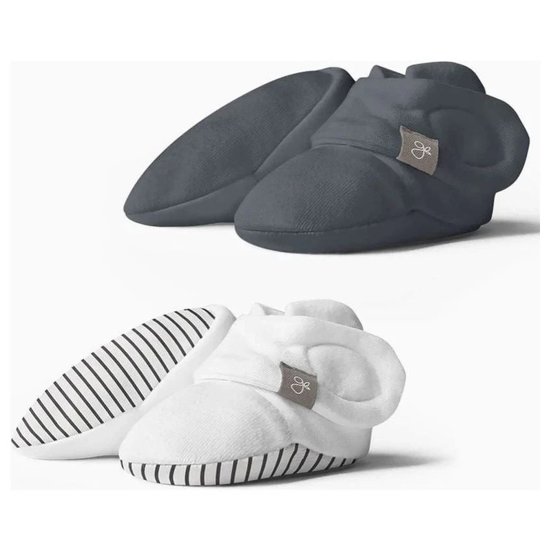 Goumi 2-pack Boots 0-3M Stripe Grey + Midnight Bamboo Booties