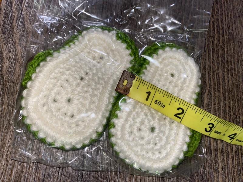 Green Brown Ivory Crocheted Baby Shoes 6 To 12 Months Christmas St Patrick’s Day