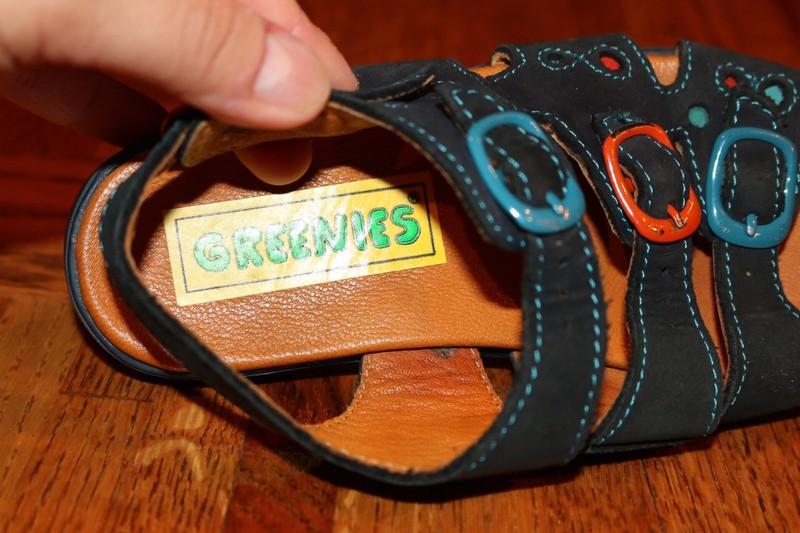 Greenies Open Toe Boys Leather Sandals Orange Blue Buckles Size EU 30/US 12