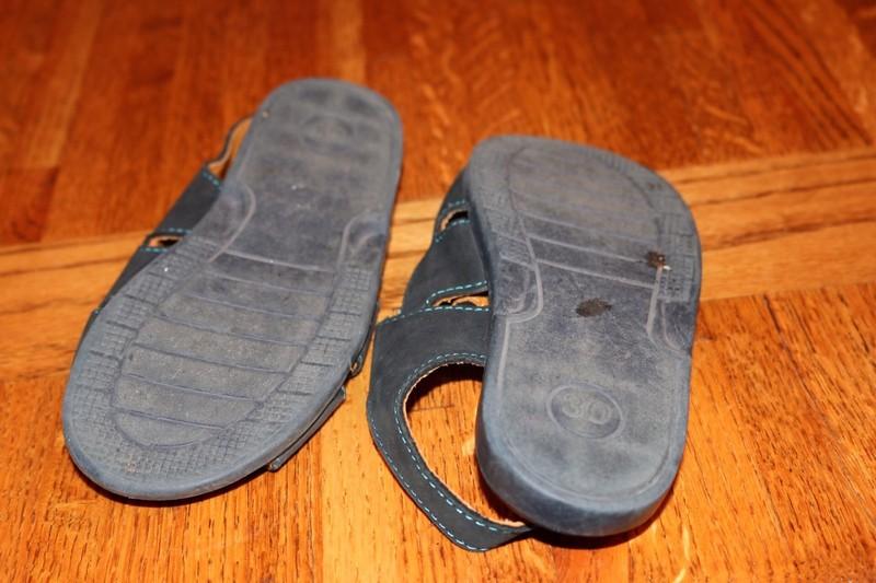Greenies Open Toe Boys Leather Sandals Orange Blue Buckles Size EU 30/US 12