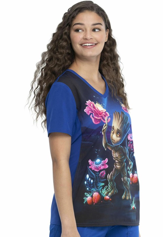 Groot Cherokee Scrubs Tooniforms Marvel V Neck Top TF627 MAOO Size XS