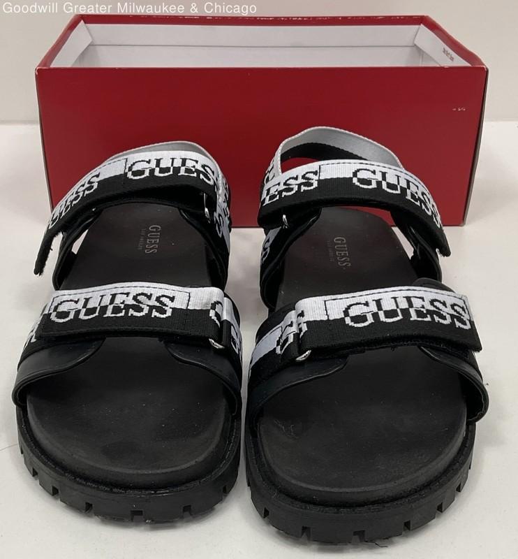 GUESS Factory Saylors Logo Black & White Sandals Size 10M IOB