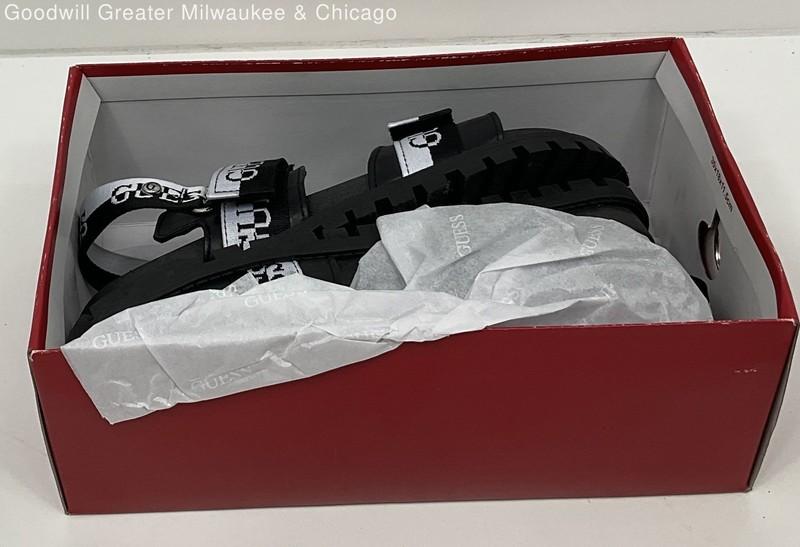 GUESS Factory Saylors Logo Black & White Sandals Size 10M IOB