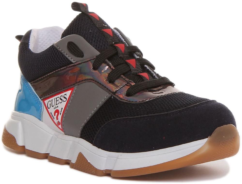 Guess Ricky Boys Lace Up Sneakers In Black Blue Size US 7.5 - 12.5