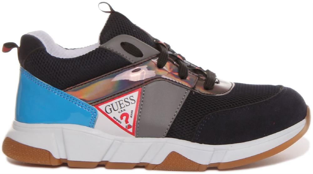 Guess Ricky Boys Lace Up Sneakers In Black Blue Size US 7.5 - 12.5