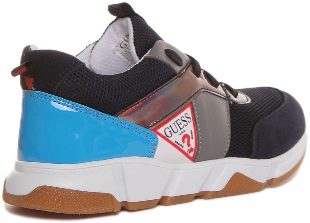 Guess Ricky Boys Lace Up Sneakers In Black Blue Size US 7.5 - 12.5