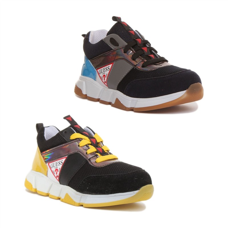 Guess Ricky Boys Lace Up Sneakers In Black Blue Size US 7.5 - 12.5