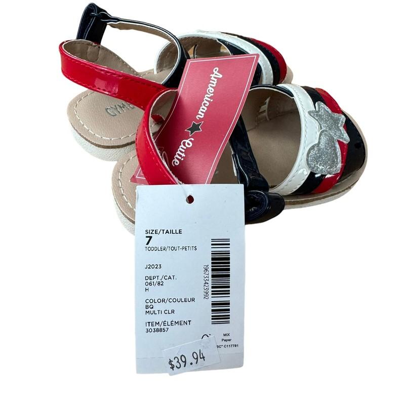 Gymboree American Cutie Toddler Size 7 Sandals Blue Red White NEW