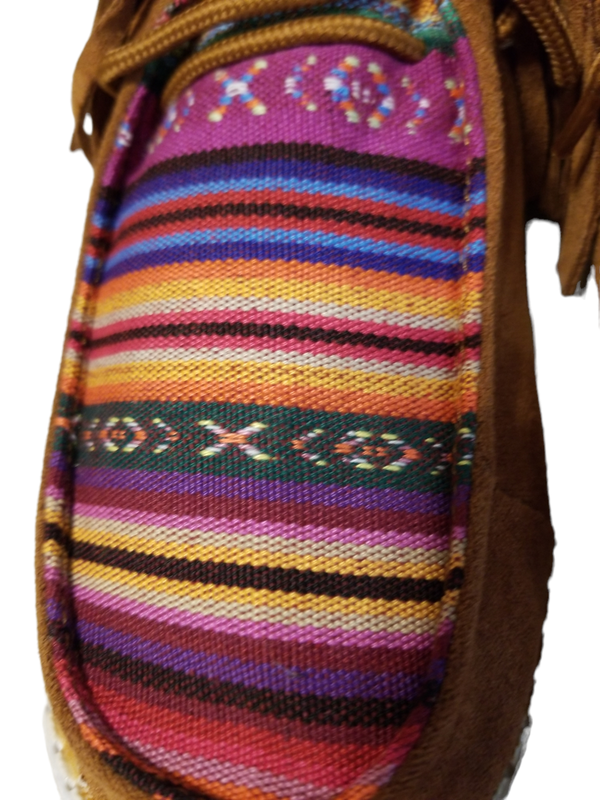 Gypsy Jazz Women's 7 Fringe Bootie Sunrise Serape Faux Suede Tan New GJSP0089