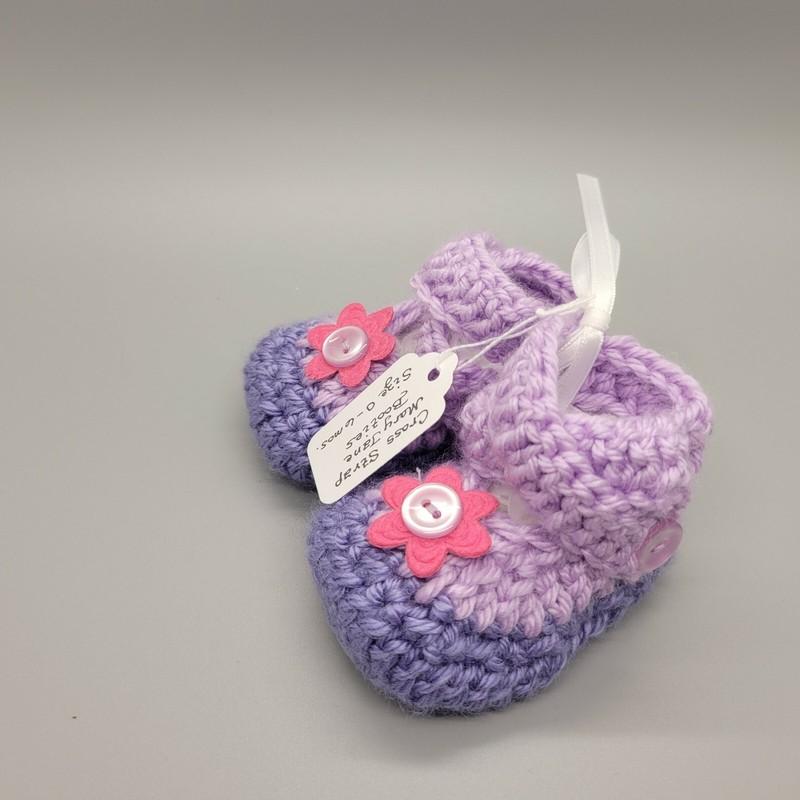 Handmade Baby Booties - Crochet Cross Strap Mary Jane Booties