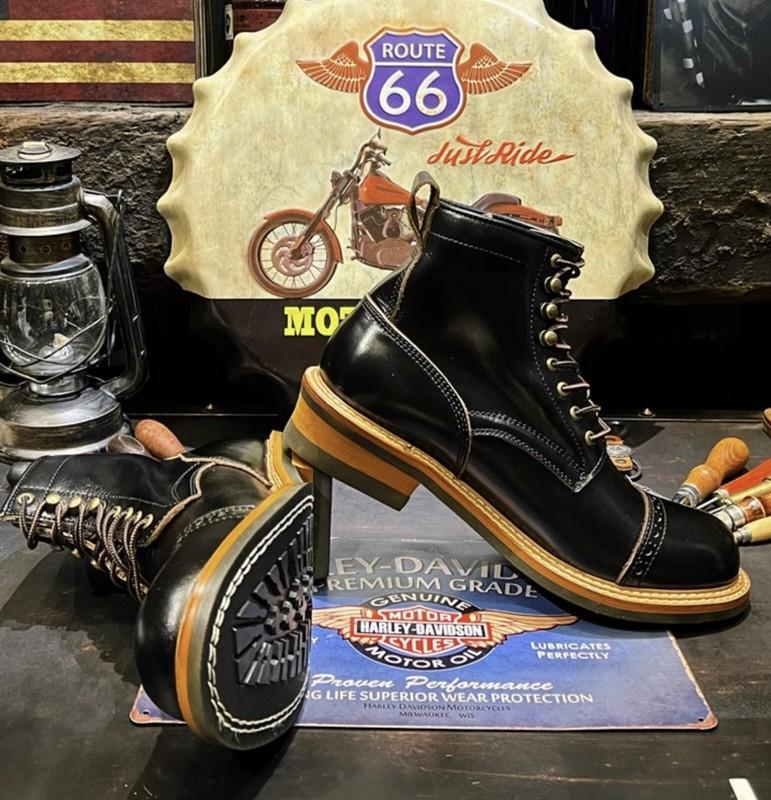 Handmade Genuine Leather High Top Paratrooper Motorcycle Boots Retro Workwear