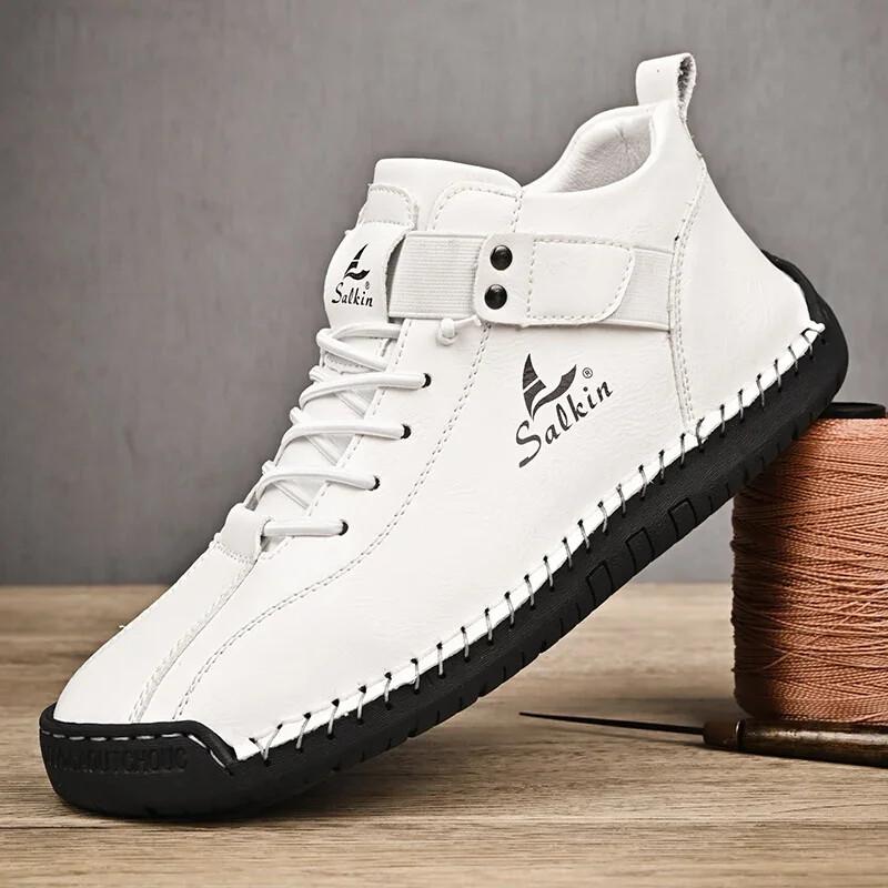 Handmade Leather Casual Men's Sneakers Breathable Comfort Outdoor Ankle Boots