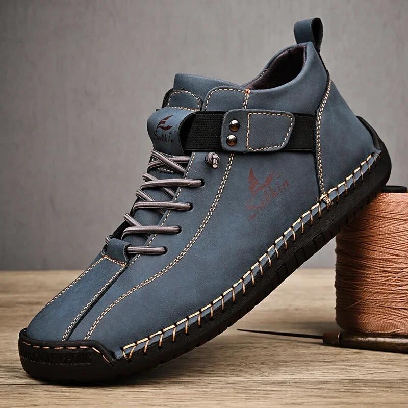 Handmade Leather Casual Men's Sneakers Breathable Comfort Outdoor Ankle Boots