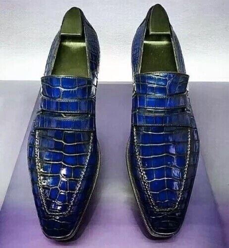 Handmade Men Alligators Leather Shoes Men Crocodile Leather Shoe moccasin shoe