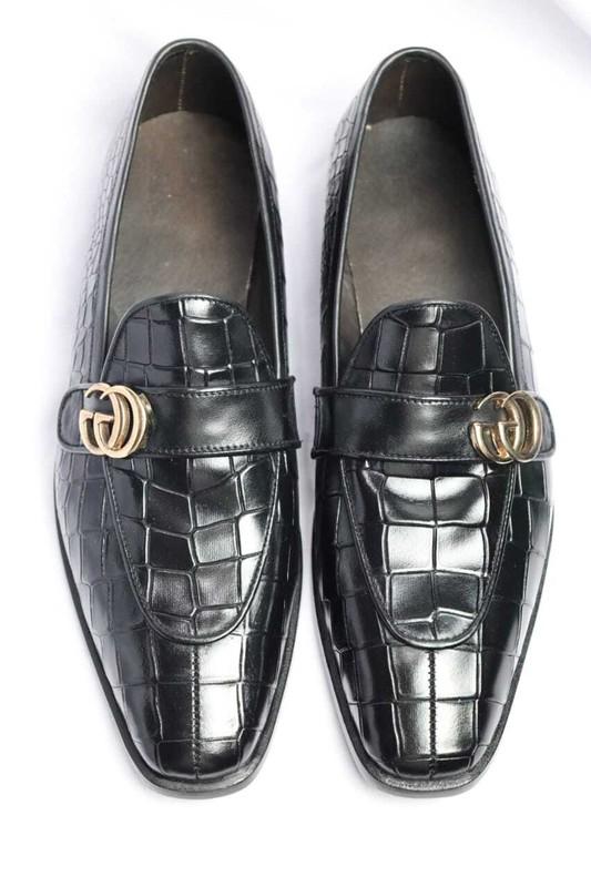 Handmade Men Crocodile Leather Moccasins Men Alligators Shoes Black Loafer