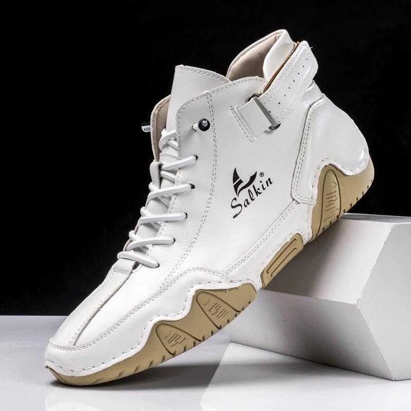 Handmade Men's Ankle Boots Outdoor Casual Leather Shoes Breathable Sneakers