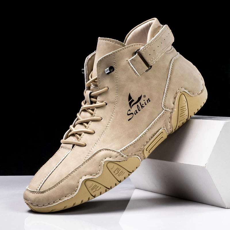 Handmade Men's Ankle Boots Outdoor Casual Leather Shoes Breathable Sneakers